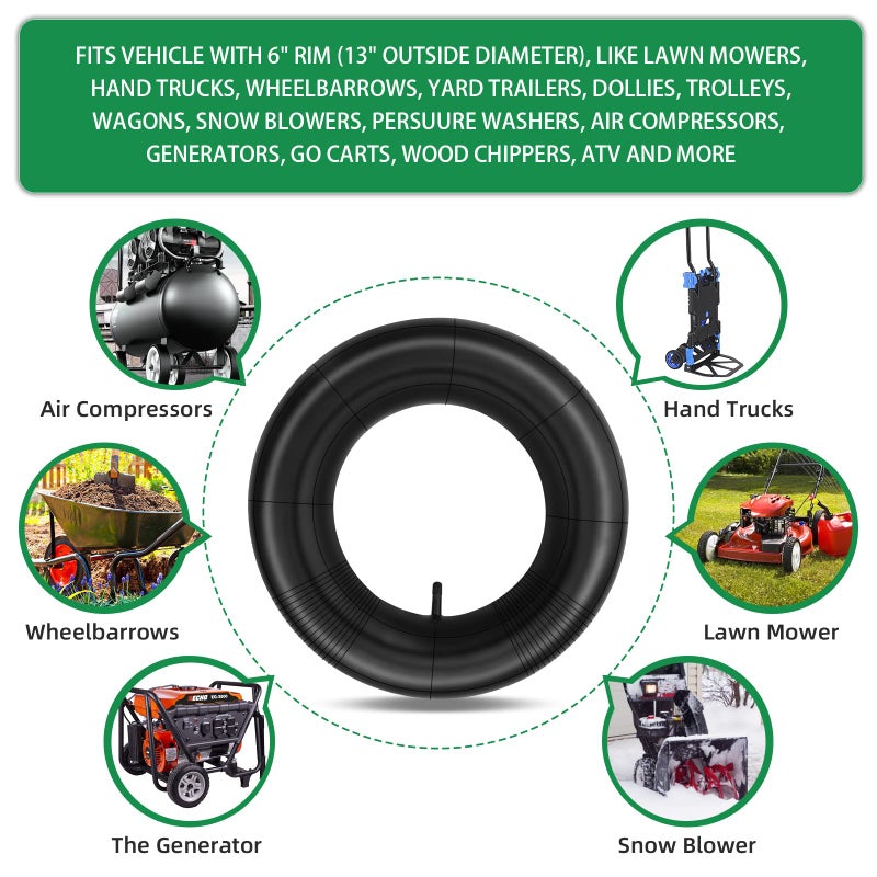 LAXEEM 2Pack 3.50/4.00-6 Tire Tube with TR13 Straight Valve Stem Fits 4.10/3.50-6 13x4.00-6 13x5.00-6 145/70-6 - Image 4